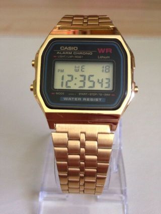 Gold Casio Retro Digital Stainless Steel Watch A159wge