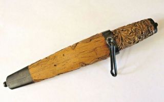SUBERB ANTIQUE 19TH CENTURY SCANDINAVIAN PUUKKO KNIFE DAGGER CARVED WOOD PH 4