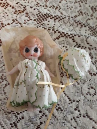 Vintage Bisque Porcelain Kewpie Doll Made In Germany With Dress And Hat