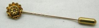 Lovely Antique 15ct Gold And Diamond Stick / Tie Pin