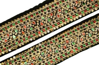 Sari Border,  Vintage Ribbon,  Ethnic Indian Trim,  Antique Ribbon By 1 Yard St1893