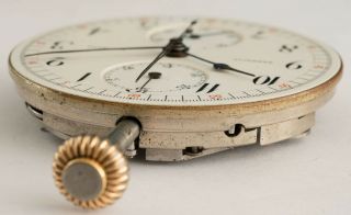 Antique CH Meylan Private Label Split Seconds Chronograph Pocket Watch Movement 9