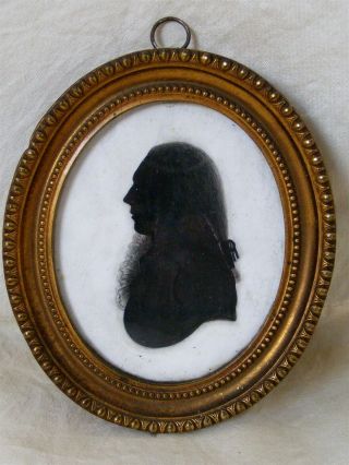 Antique 18th Century Silhouette Portrait Miniature Gentleman C1780