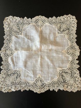 Antique Lace - Fine Brussels Point De Gaze Lace Handkerchief
