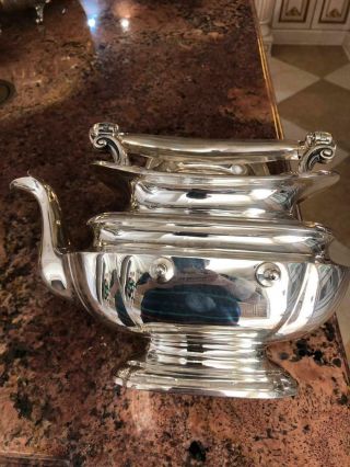 Gorham Sterling Silver Raised Urn Kettle&Stand Teapot 1908 74 oz 12