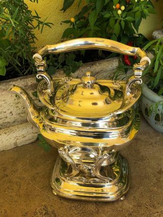 Gorham Sterling Silver Raised Urn Kettle&Stand Teapot 1908 74 oz 9