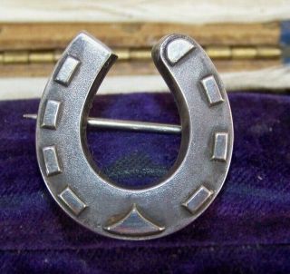 Antique H/m Adie & Lovekin Sterling Silver Horseshoe Hunting Brooch Stock Pin