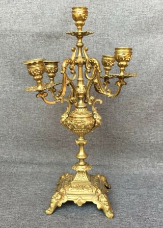 Big Antique Napoleon Iii Candlestick Chandelier Made Of Brass Early 1900 
