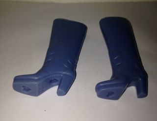 Vintage Blue Barbie Doll Boots With Hearts On The Bottom - Made in Korea 2