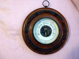 Antique Black Forest Barometer With Hand Carved Leaves And Nuts