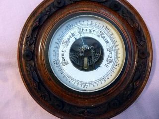 Antique Black Forest Barometer with Hand Carved Leaves and Nuts 2