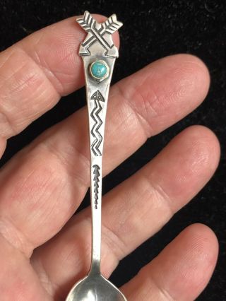 Vintage Native American Indian Sterling Silver Turquoise Spoon Souvenir/demitass