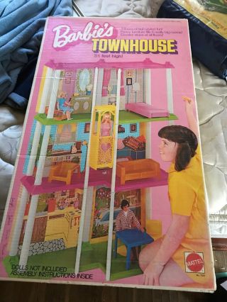 Vintage 1973 Mattel Barbie Townhouse W/ Elevator,  Instructions & Box 2