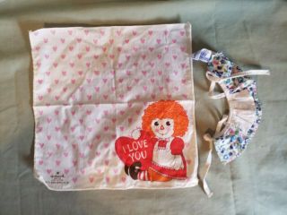 Vintage Raggedy Ann I Love You Handkerchief And Apron Very ¤