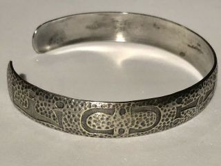 Vintage Antique Sterling Silver Cuff Bracelet Signed