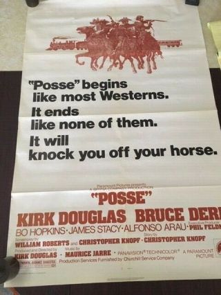 1975 One Sheet Western Movie Poster Posse Kirk Douglas Bruce Dern D2