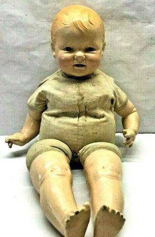 Life Size Antique Horsman Composition Baby Dimples Doll E.  I.  H 23 " Green Tin Eyes