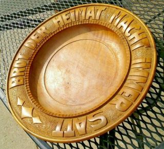 Antique German Hand Carved Wood Bread Nut Bowl Tray