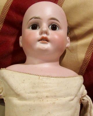 Antique 20 " Cod Perfect German Bisque Doll W/orig Kid Body,  Paperweight Eyes