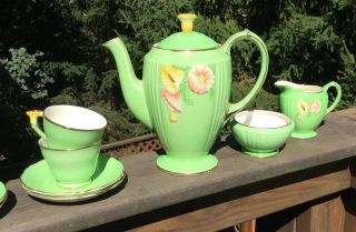 Exceptional Antique Royal Winton Breakfast Tea Set W Flower Handles