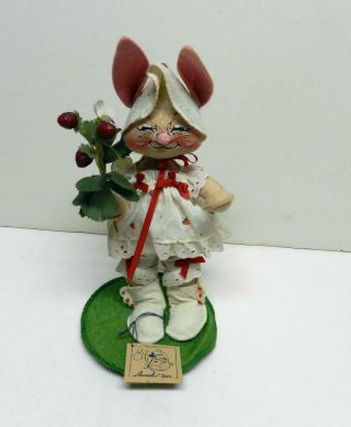 Rare Large 12,  5 " Annalee Doll Summer Bunny Rabbit Figurine Strawberries