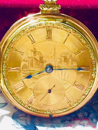 1826 English Fusee 18 Carat Gold Diamond Endstone Gold Dial Key Watch