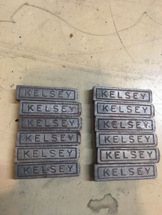 Vintage Antique Kelsey Lead Printing Press Typeset Letters Metal Blocks Spacers