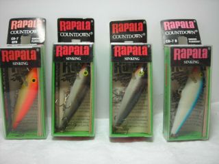 Vintage Old Stock Four Rapala Count - Down Cd - 7 Various Colors Fishing Lures