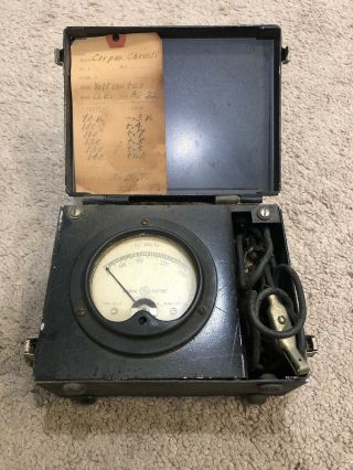 Rare Vintage Antique General Electric Ge Type Ao - 22 Amp Meter Metal Box