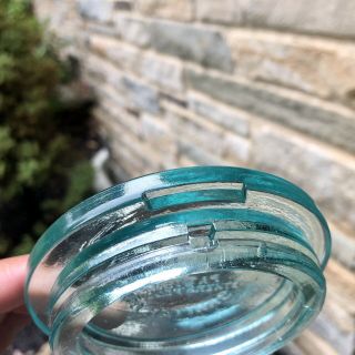 Antique Glass Fruit Jar Lid Glocker Sanitary Pat 1911 Aqua Heavy Scarce 5