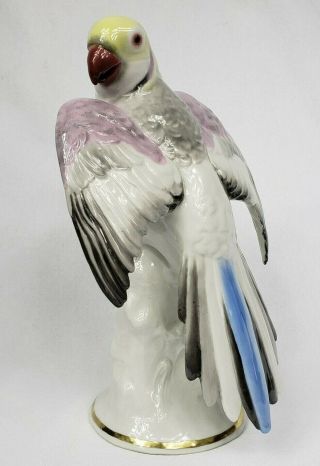 Large Karl Ens Volkstedt German Porcelain Figure,  Large Size Parrot Bird 11 1/4 "