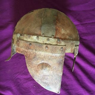 EXTREMELY RARE ANCIENT ROMAN IRON GLADIATORS HELMET IMMACULATE 300AD 6