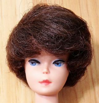 Vintage Brunette Bubble Cut Barbie Doll With Little Lips