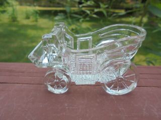 Old Antique Eapg Pattern Glass Carriage Or Stagecoach Match Holder Toothpick