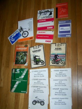 17 Vintage Motorcycle & Scooter Owners Manuals & Pre - Delivery Service Guides