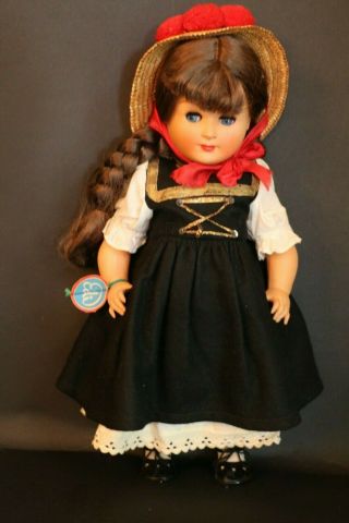 Vintage Edi German Doll W Hangtag Costume,  14 1/2 In,  Sleep Eyes