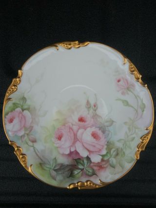 Antique Limoges Hand Painted Roses Plate Platter Charger.  Wow
