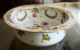 Antique Dresden Germany Hand Painted Floral Fruit Bowl