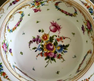 ANTIQUE DRESDEN GERMANY HAND PAINTED FLORAL FRUIT BOWL 3