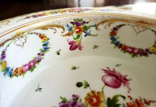 ANTIQUE DRESDEN GERMANY HAND PAINTED FLORAL FRUIT BOWL 4