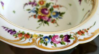 ANTIQUE DRESDEN GERMANY HAND PAINTED FLORAL FRUIT BOWL 5