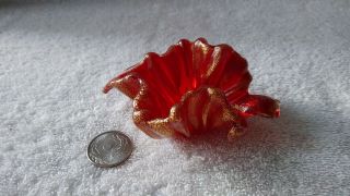 Antique Small Murano Art Glass Figure Ruby Red With Gold Within