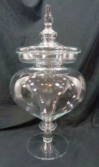 Antique Large 24 " Hand Blown Glass Footed Lidded Apothecary Wedding Candy Jar