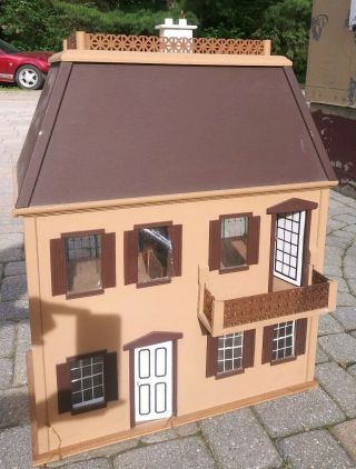 Vintage Wood Dollhouse hand made 1:12 scale doll house,  miniature folk art house 2