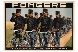 Fongers Vintage Poster F G Schlette Netherlands 1915 24x36 Soldiers Bicycles