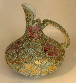 Antique Hand Painted Moriage Nippon Ewer - Unmarked
