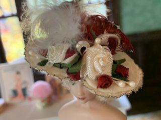 Vintage Miniature Dollhouse Artisan Ladies Victorian Hat By The Summerlots 1:12
