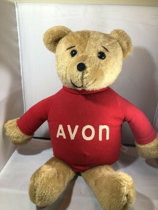Vintage 1977 Dan Dee Large 19 " Avon Sales Bear Red Shirt Brown Plush Stuffed Toy