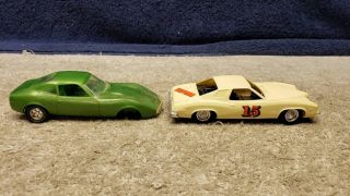 2 Vintage Plastic Model Cars Opel And Pontiac Grand Am 1/32 Parts / Restoration