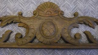 Antique French pediment fronton oak wood carved 2